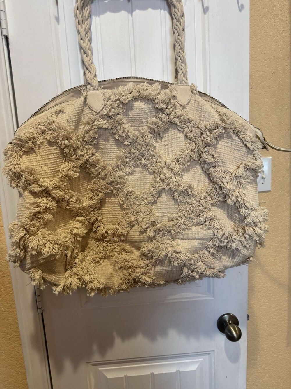 Anthropologie LE Textured Trellis Tote Bag